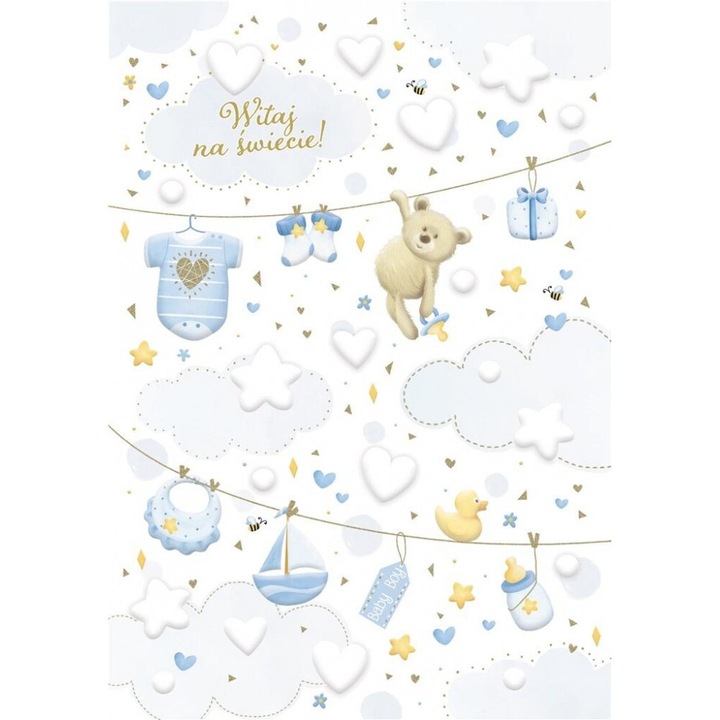 Felicitare Narodzini, TREND, B6, 183x130mm, albastra