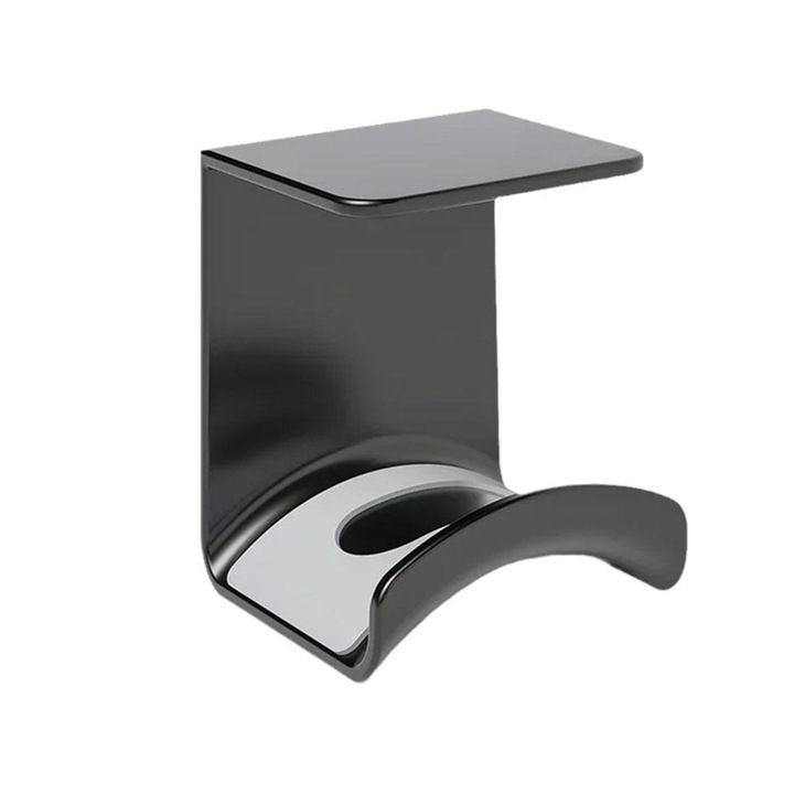 Suport pentru casti, Montat pe perete, Autoadeziv, Axroad Mall, Pentru casti HIFI, casti de monitorizare, casti electronice si casti de joc, Slim, Simplu si frumos, Perna anti-alunecare, Design Suprafata curbata, ABS, 6x5x6.5 cm, Negru inchis