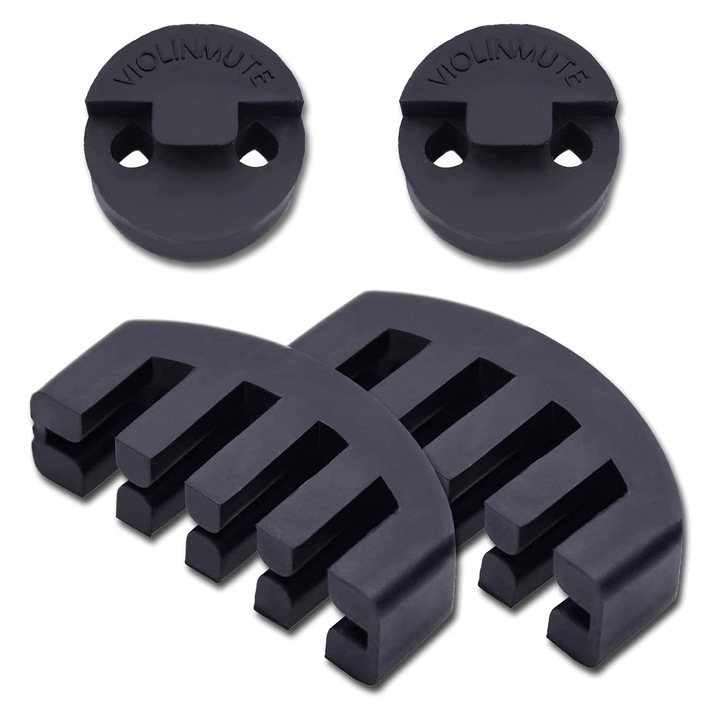 Set 4 Surdine Vioara, Axroad Mall, 2 buc stil cu gheare si 2 buc tourte rotunde, Elastic, Rezistent la imbatranire, Configurare usoara, Usoare, Pentru instrumente muzicale vioara incepatori si iubitori, Cauciuc, Negru