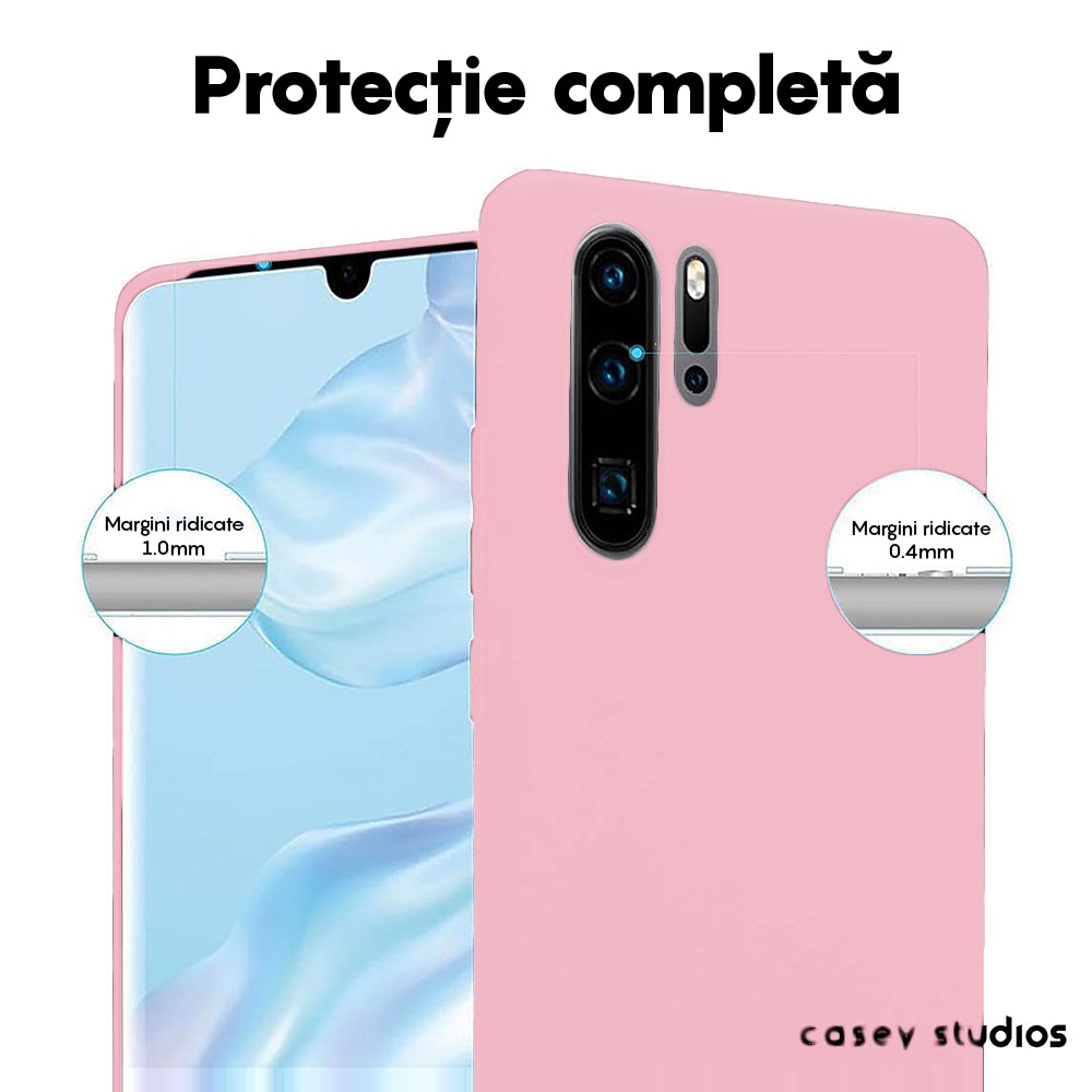 Husa CASEY STUDIOS™ compatibila cu Huawei P30 Pro/P30 Pro New Edition, Soft Silicone Premium, Microfibra in Interior, de Protectie, Ultra Slim, pentru Incarcare Wireless, Margini Ridicate pentru Protectia Ecranului si a Camerelor, Roz