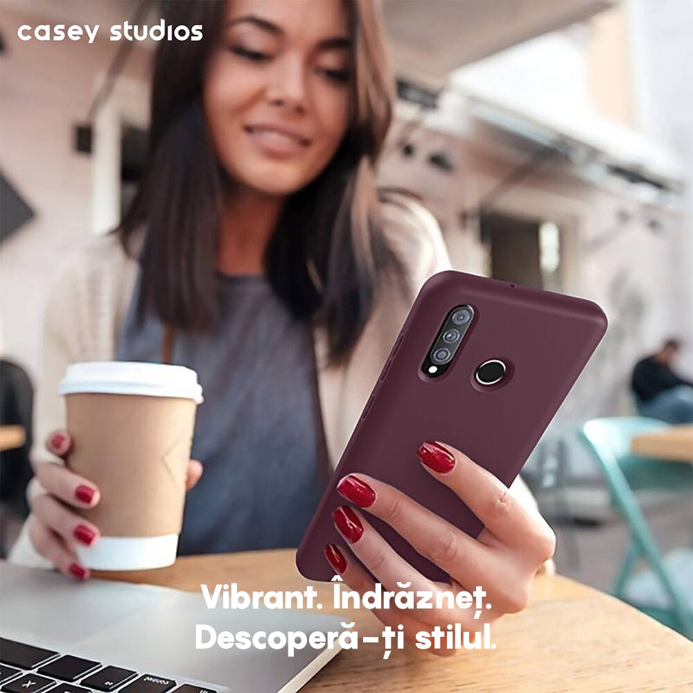 Husa CASEY STUDIOS™ compatibila cu Huawei P30 Lite/P30 Lite New Edition, Soft Silicone Premium, Microfibra in Interior, de Protectie, Ultra Slim, pentru Incarcare Wireless, Margini Ridicate pentru Protectia Ecranului si a Camerelor, Bordeaux