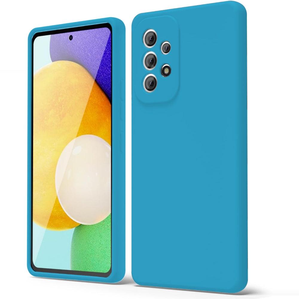 Husa CASEY STUDIOS™ compatibila cu Samsung Galaxy A52 4G/A52 5G/A52S 5G, Soft Silicone Premium, Microfibra in Interior, de Protectie, Ultra Slim, pentru Incarcare Wireless, Margini Ridicate pentru Protectia Ecranului si a Camerelor, Albastru aquamarin