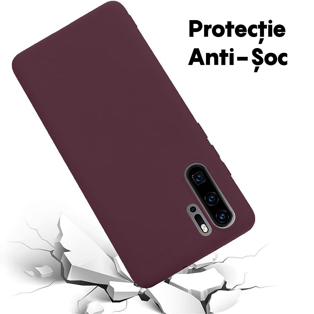Husa CASEY STUDIOS™ compatibila cu Huawei P30 Pro/P30 Pro New Edition, Soft Silicone Premium, Microfibra in Interior, de Protectie, Ultra Slim, pentru Incarcare Wireless, Margini Ridicate pentru Protectia Ecranului si a Camerelor, Bordeaux