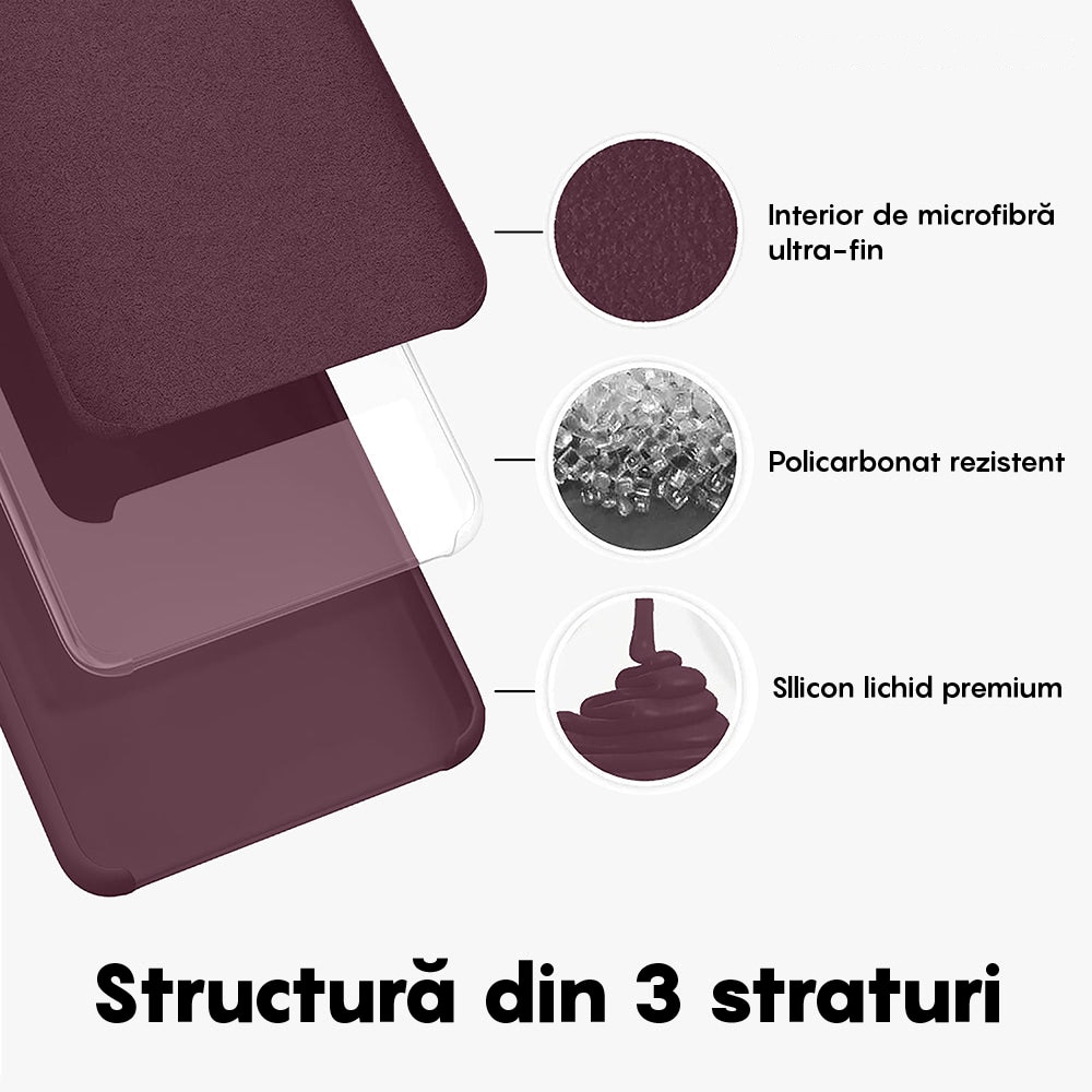 Husa CASEY STUDIOS™ compatibila cu Huawei P30 Lite/P30 Lite New Edition, Soft Silicone Premium, Microfibra in Interior, de Protectie, Ultra Slim, pentru Incarcare Wireless, Margini Ridicate pentru Protectia Ecranului si a Camerelor, Bordeaux
