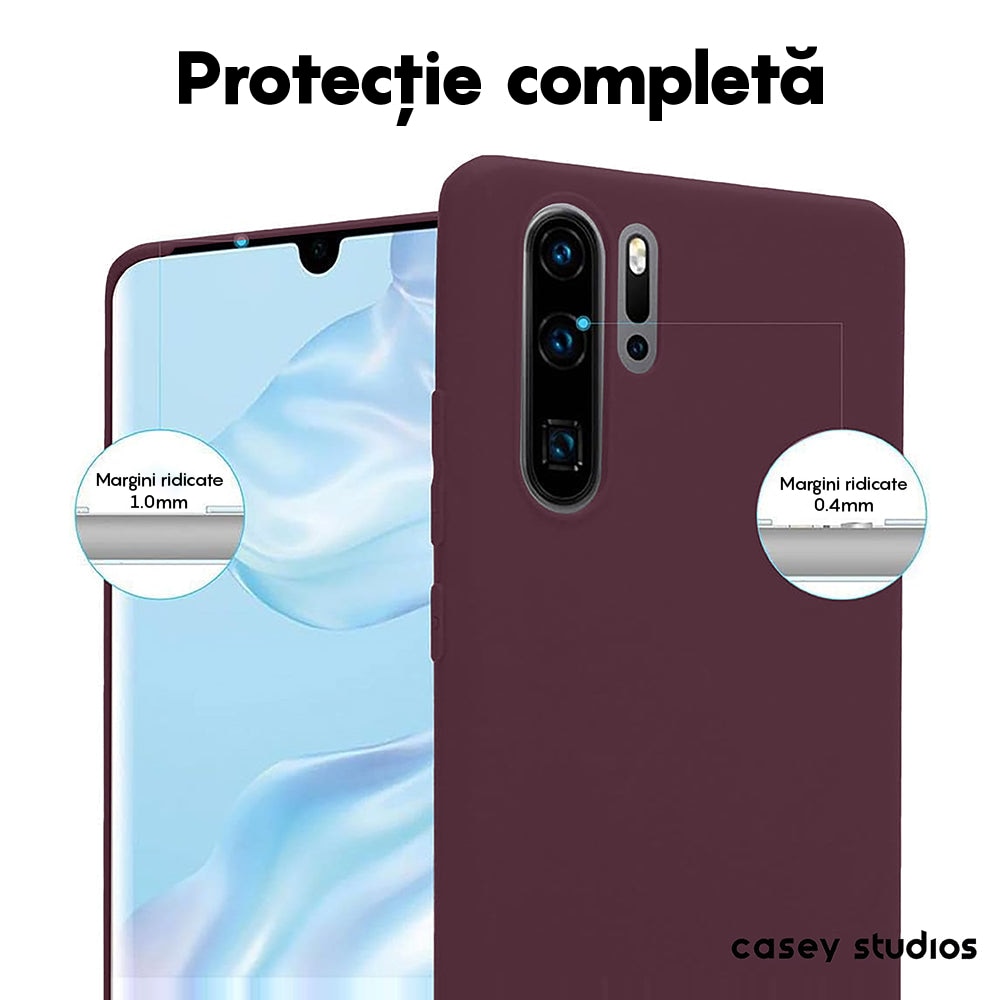 Husa CASEY STUDIOS™ compatibila cu Huawei P30 Pro/P30 Pro New Edition, Soft Silicone Premium, Microfibra in Interior, de Protectie, Ultra Slim, pentru Incarcare Wireless, Margini Ridicate pentru Protectia Ecranului si a Camerelor, Bordeaux