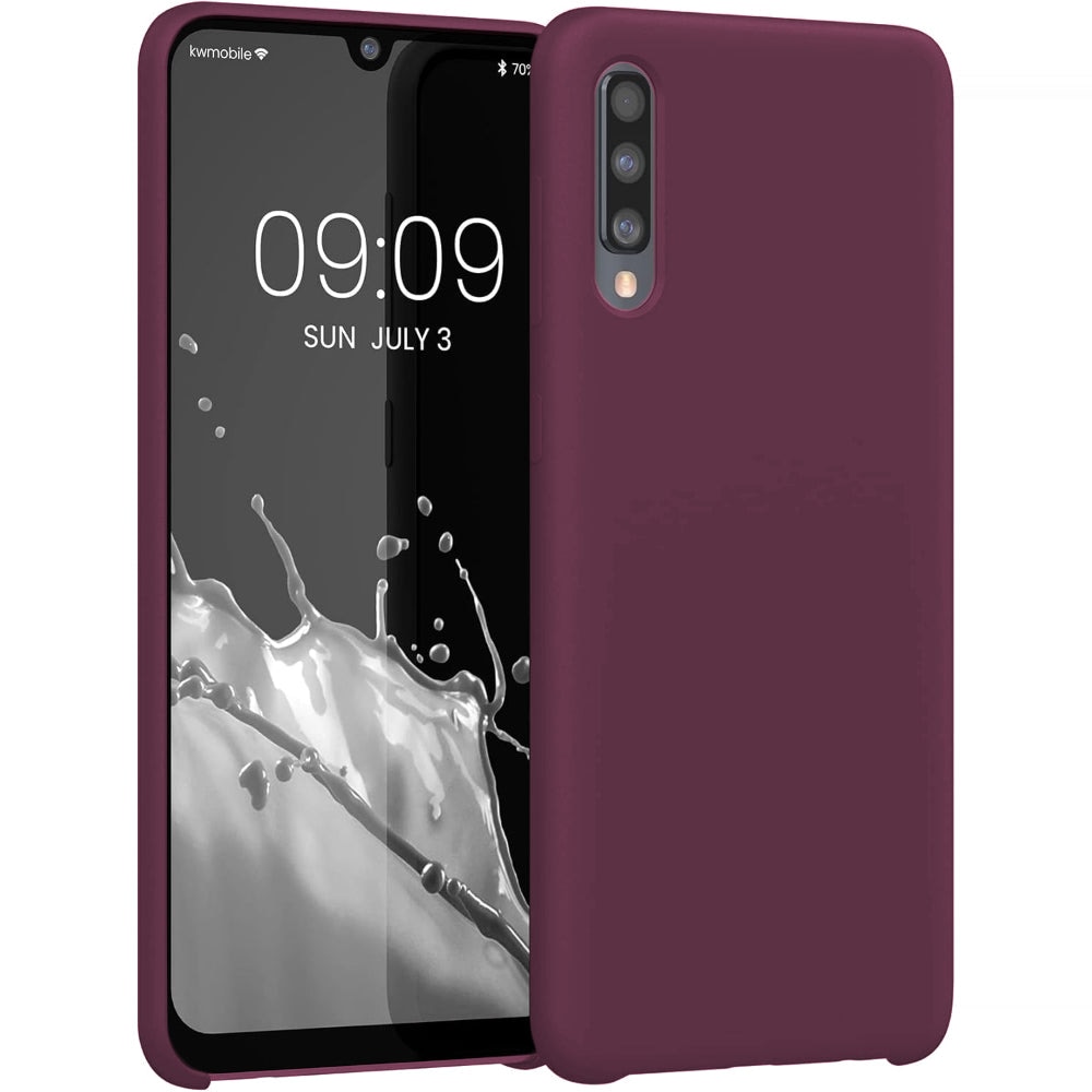 Husa CASEY STUDIOS™ compatibila cu Samsung Galaxy A50, Soft Silicone Premium, Microfibra in Interior, de Protectie, Ultra Slim, pentru Incarcare Wireless, Margini Ridicate pentru Protectia Ecranului si a Camerelor, Bordeaux