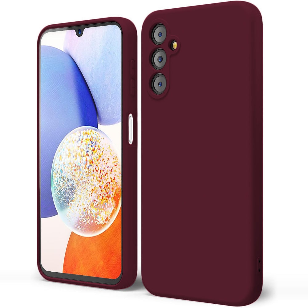 Husa CASEY STUDIOS™ compatibila cu Samsung Galaxy A14 4G/5G, Soft Silicone Premium, Microfibra in Interior, de Protectie, Ultra Slim, pentru Incarcare Wireless, Margini Ridicate pentru Protectia Ecranului si a Camerelor, Bordeaux