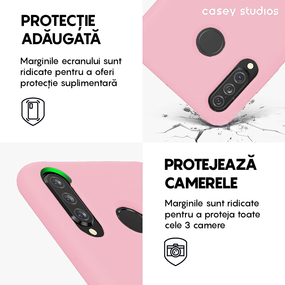 Husa CASEY STUDIOS™ compatibila cu Huawei P30 Lite/P30 Lite New Edition, Soft Silicone Premium, Microfibra in Interior, de Protectie, Ultra Slim, pentru Incarcare Wireless, Margini Ridicate pentru Protectia Ecranului si a Camerelor, Roz
