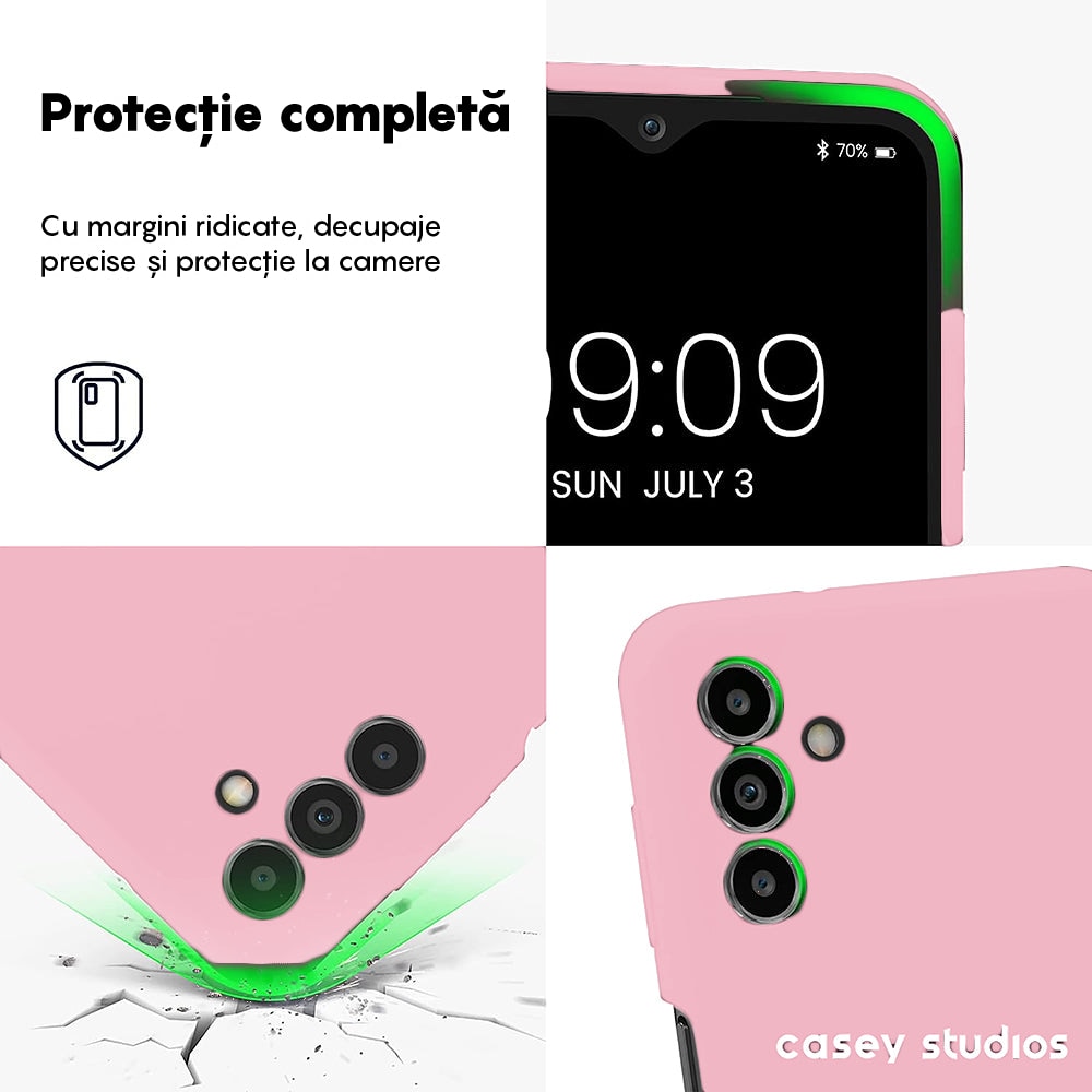 Husa CASEY STUDIOS™ compatibila cu Samsung Galaxy A13 5G/A04s/M13 5G, Soft Silicone Premium, Microfibra in Interior, de Protectie, Ultra Slim, pentru Incarcare Wireless, Margini Ridicate pentru Protectia Ecranului si a Camerelor, Roz