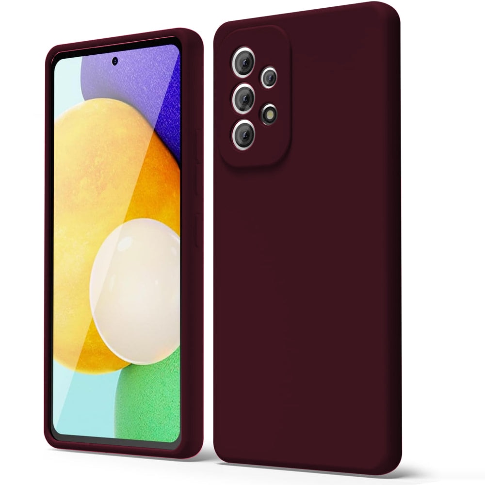 Husa CASEY STUDIOS™ compatibila cu Samsung Galaxy A52 4G/A52 5G/A52S 5G, Soft Silicone Premium, Microfibra in Interior, de Protectie, Ultra Slim, pentru Incarcare Wireless, Margini Ridicate pentru Protectia Ecranului si a Camerelor, Bordeaux