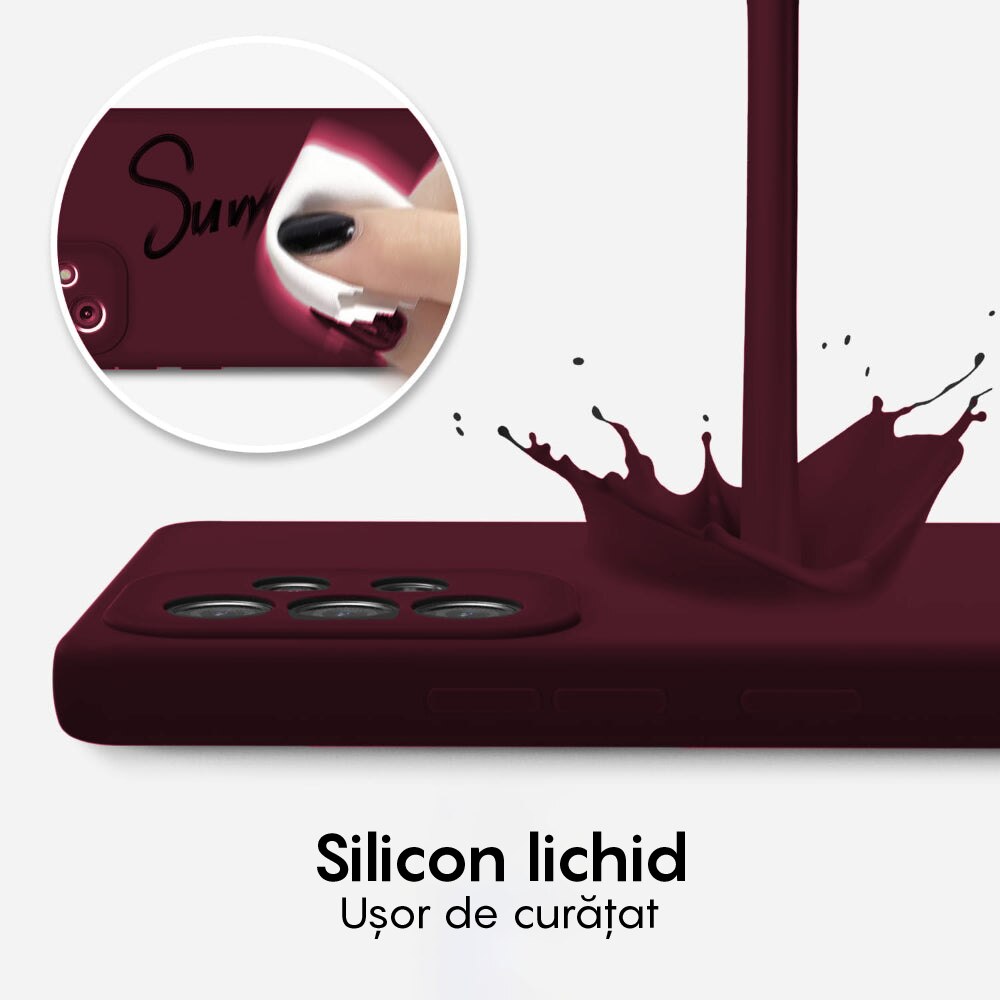 Husa CASEY STUDIOS™ compatibila cu Samsung Galaxy A52 4G/A52 5G/A52S 5G, Soft Silicone Premium, Microfibra in Interior, de Protectie, Ultra Slim, pentru Incarcare Wireless, Margini Ridicate pentru Protectia Ecranului si a Camerelor, Bordeaux