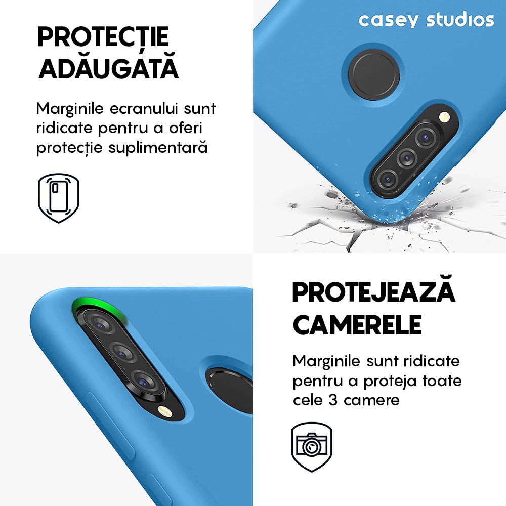 Husa CASEY STUDIOS™ compatibila cu Huawei P30 Lite/P30 Lite New Edition, Soft Silicone Premium, Microfibra in Interior, de Protectie, Ultra Slim, pentru Incarcare Wireless, Margini Ridicate pentru Protectia Ecranului si a Camerelor, Albastru aquamarin