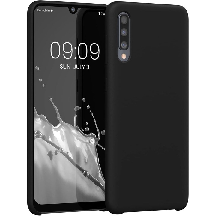 Husa CASEY STUDIOS™ compatibila cu Samsung Galaxy A50, Soft Silicone Premium, Microfibra in Interior, de Protectie, Ultra Slim, pentru Incarcare Wireless, Margini Ridicate pentru Protectia Ecranului si a Camerelor, Negru