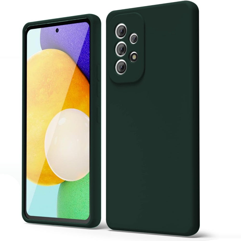 Husa CASEY STUDIOS™ compatibila cu Samsung Galaxy A52 4G/A52 5G/A52S 5G, Soft Silicone Premium, Microfibra in Interior, de Protectie, Ultra Slim, pentru Incarcare Wireless, Margini Ridicate pentru Protectia Ecranului si a Camerelor, Verde inchis