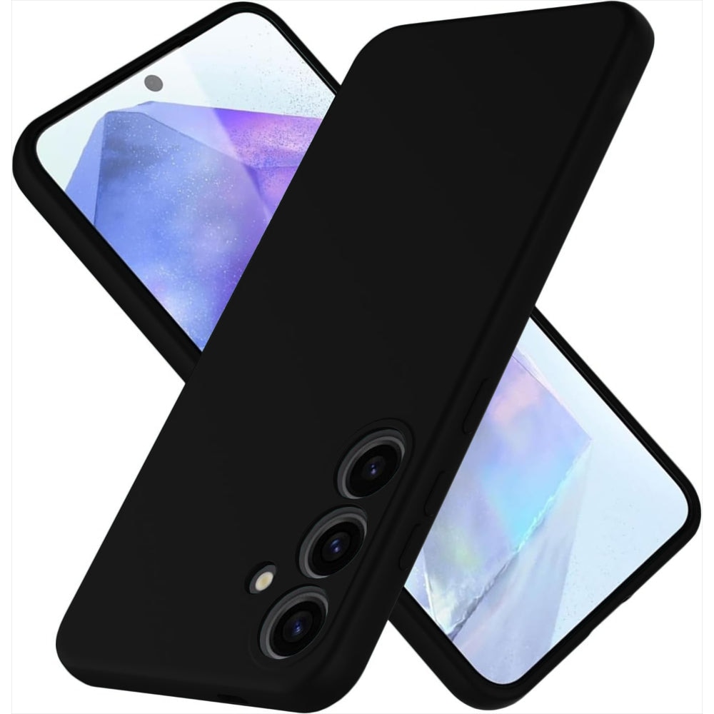 Husa CASEY STUDIOS™ compatibila cu Samsung Galaxy A55 5G, Soft Silicone Premium, Microfibra in Interior, de Protectie, Ultra Slim, pentru Incarcare Wireless, Margini Ridicate pentru Protectia Ecranului si a Camerelor, Negru