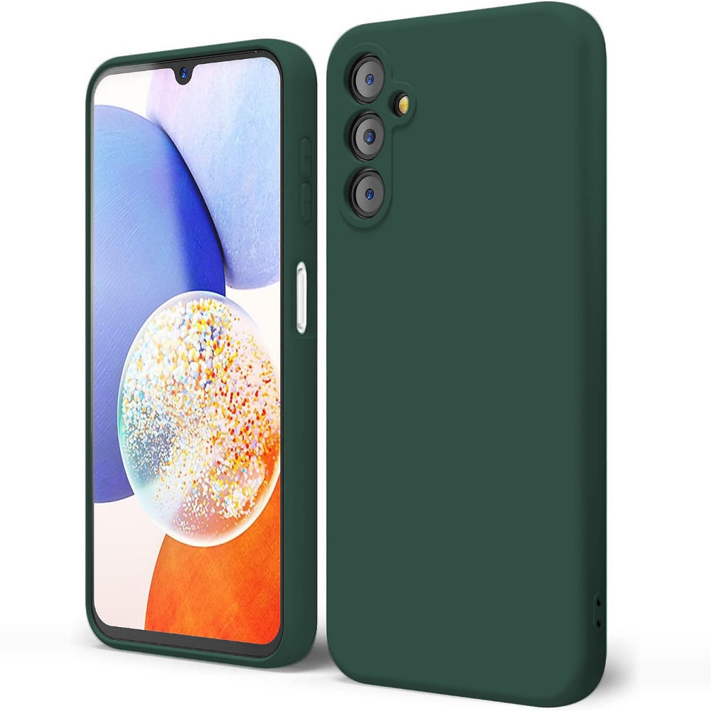 Husa CASEY STUDIOS™ compatibila cu Samsung Galaxy A14 4G/5G, Soft Silicone Premium, Microfibra in Interior, de Protectie, Ultra Slim, pentru Incarcare Wireless, Margini Ridicate pentru Protectia Ecranului si a Camerelor, Verde inchis