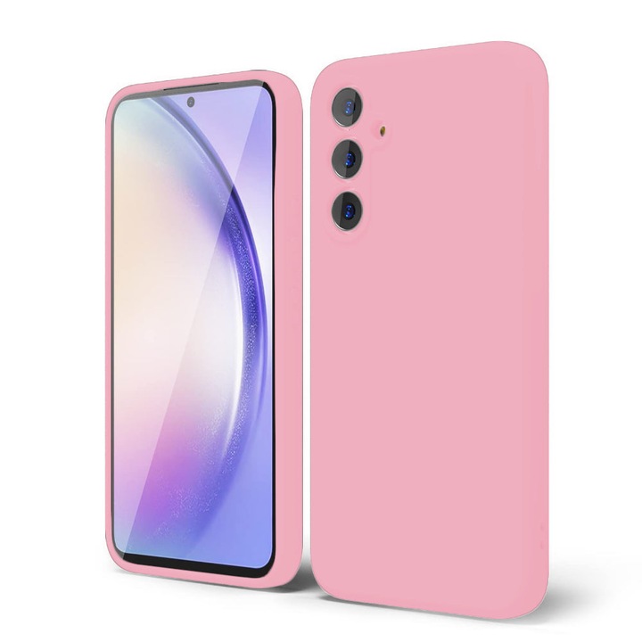 Husa CASEY STUDIOS™ compatibila cu Samsung Galaxy A54, Soft Silicone Premium, Microfibra in Interior, de Protectie, Ultra Slim, pentru Incarcare Wireless, Margini Ridicate pentru Protectia Ecranului si a Camerelor, Roz