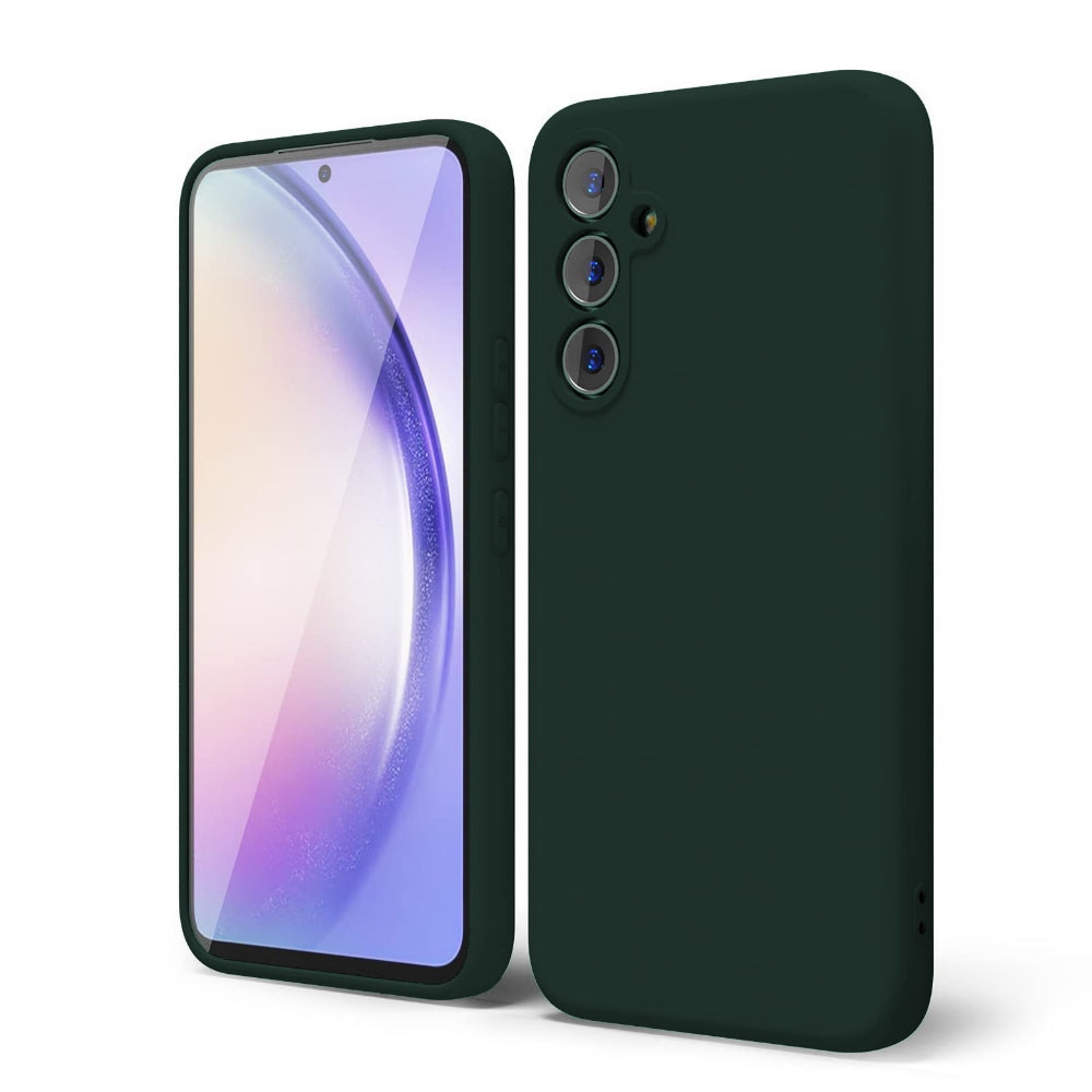 Husa CASEY STUDIOS™ compatibila cu Samsung Galaxy A54, Soft Silicone Premium, Microfibra in Interior, de Protectie, Ultra Slim, pentru Incarcare Wireless, Margini Ridicate pentru Protectia Ecranului si a Camerelor, Verde inchis