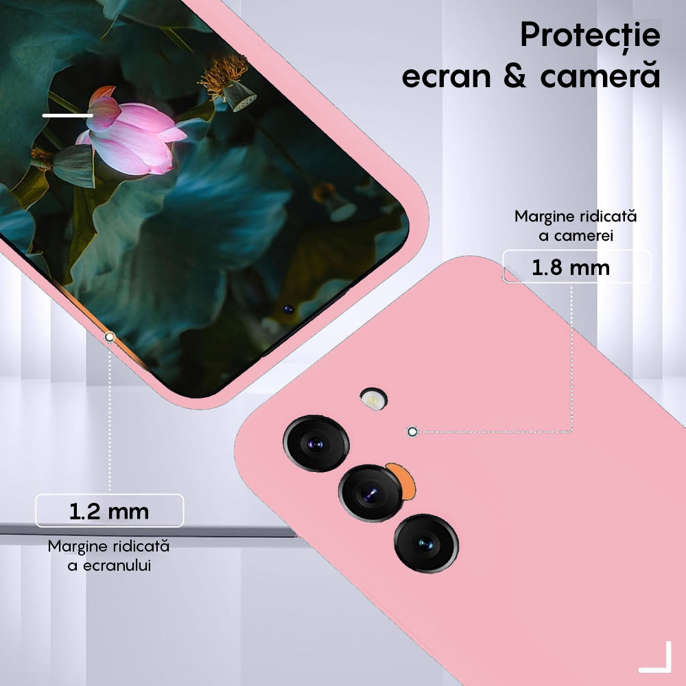 Husa CASEY STUDIOS™ compatibila cu Samsung Galaxy S22, Soft Silicone Premium, Microfibra in Interior, de Protectie, Ultra Slim, pentru Incarcare Wireless, Margini Ridicate pentru Protectia Ecranului si a Camerelor, Roz