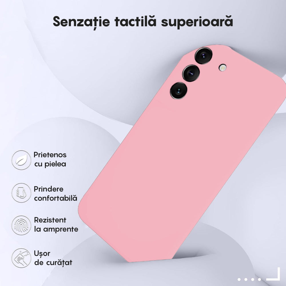 Husa CASEY STUDIOS™ compatibila cu Samsung Galaxy S22, Soft Silicone Premium, Microfibra in Interior, de Protectie, Ultra Slim, pentru Incarcare Wireless, Margini Ridicate pentru Protectia Ecranului si a Camerelor, Roz