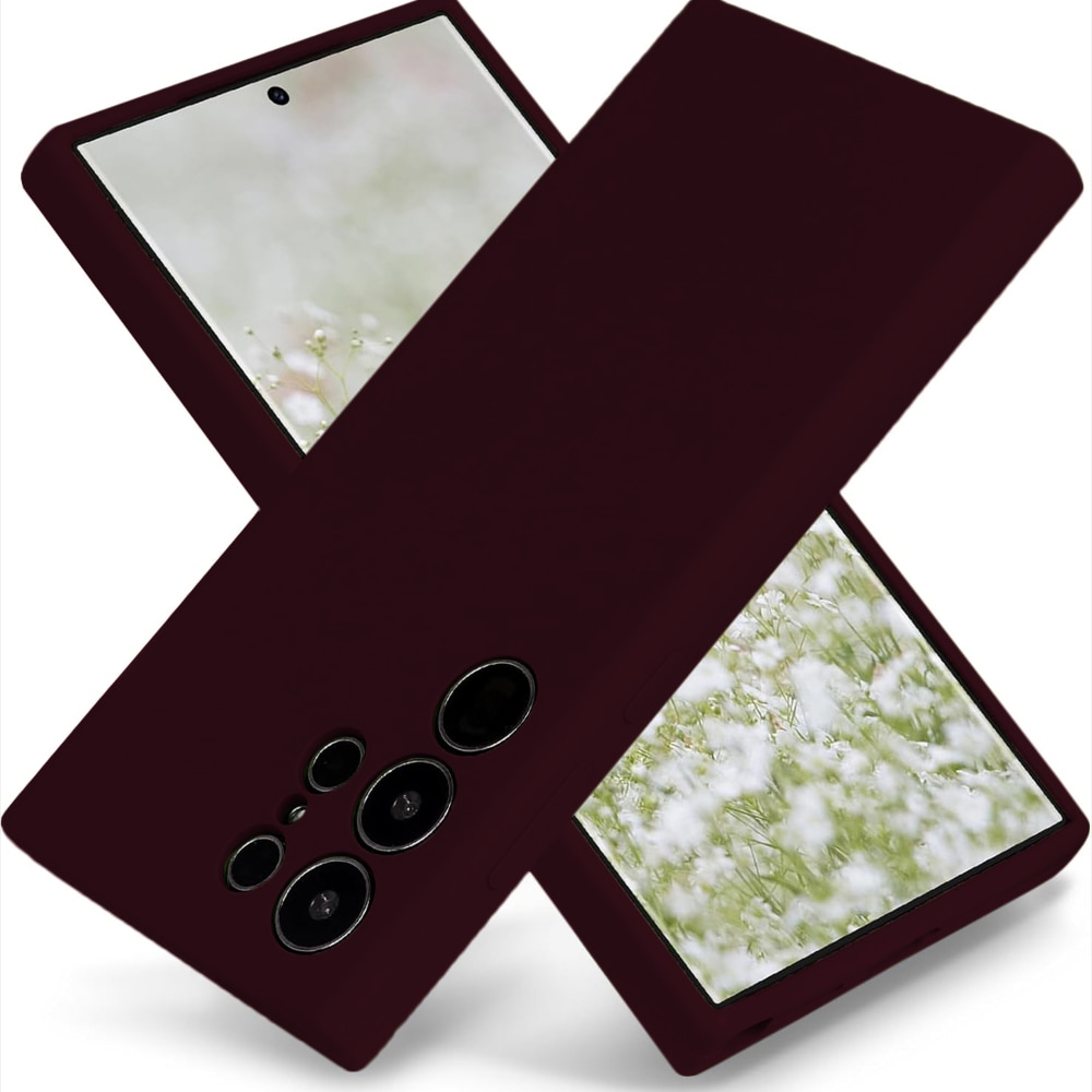Husa CASEY STUDIOS™ compatibila cu Samsung Galaxy S24 Ultra, Soft Silicone Premium, Microfibra in Interior, pentru Incarcare Wireless, Margini Ridicate pentru Protectia Ecranului si a Camerelor, Bordeaux