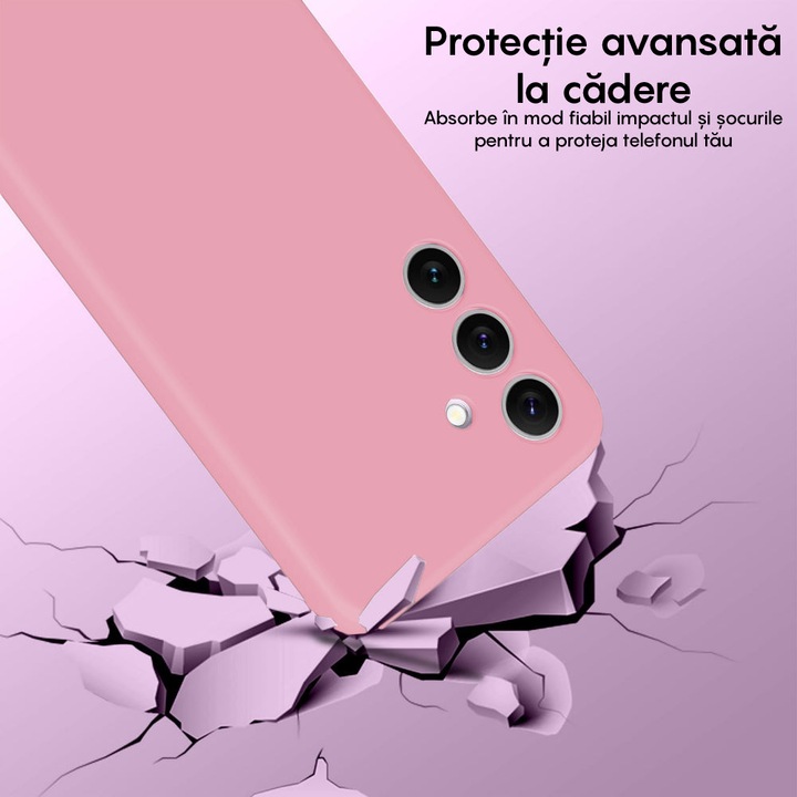 Husa CASEY STUDIOS™ compatibila cu Samsung Galaxy S24, Soft Silicone Premium, Microfibra in Interior, de Protectie, Ultra Slim, pentru Incarcare Wireless, Margini Ridicate pentru Protectia Ecranului si a Camerelor, Roz