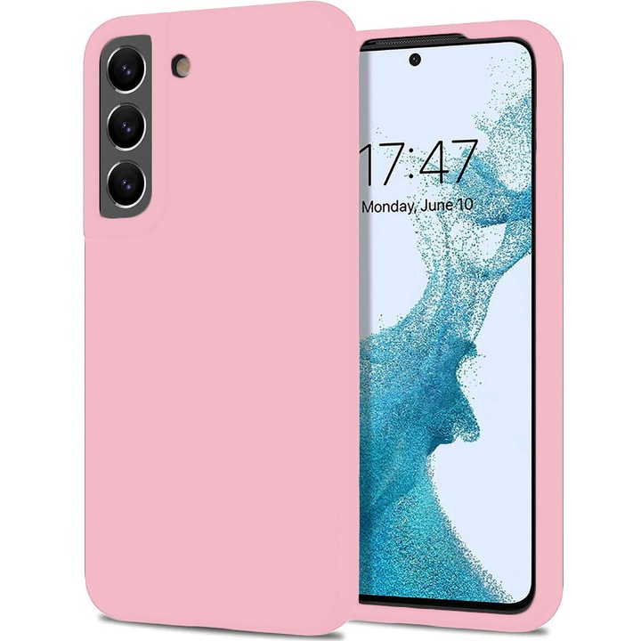 Husa CASEY STUDIOS™ compatibila cu Samsung Galaxy S22 Plus, Soft Silicone Premium, Microfibra in Interior, de Protectie, Ultra Slim, pentru Incarcare Wireless, Margini Ridicate pentru Protectia Ecranului si a Camerelor, Roz