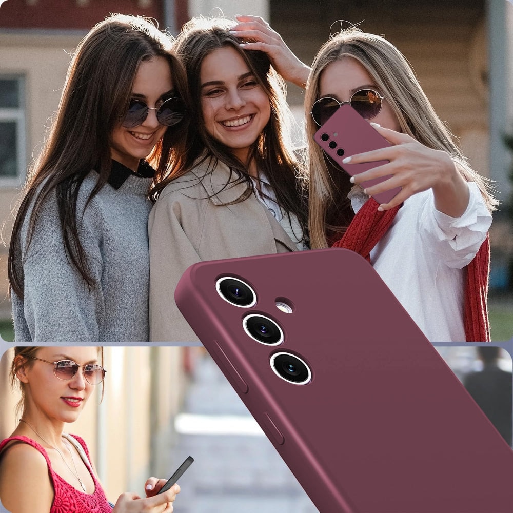 Husa CASEY STUDIOS™ compatibila cu Samsung Galaxy S24, Soft Silicone Premium, Microfibra in Interior, de Protectie, Ultra Slim, pentru Incarcare Wireless, Margini Ridicate pentru Protectia Ecranului si a Camerelor, Bordeaux