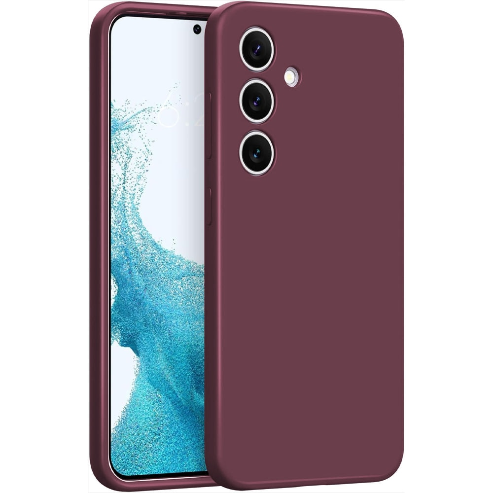 Husa CASEY STUDIOS™ compatibila cu Samsung Galaxy S24, Soft Silicone Premium, Microfibra in Interior, de Protectie, Ultra Slim, pentru Incarcare Wireless, Margini Ridicate pentru Protectia Ecranului si a Camerelor, Bordeaux