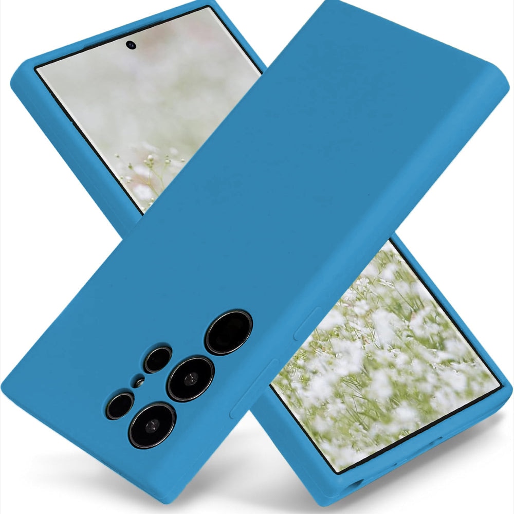 Husa CASEY STUDIOS™ compatibila cu Samsung Galaxy S24 Ultra, Soft Silicone Premium, Microfibra in Interior, de Protectie, Ultra Slim, pentru Incarcare Wireless, Margini Ridicate pentru Protectia Ecranului si a Camerelor, Albastru aquamarin