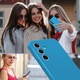 Кейс CASEY STUDIOS™, съвместим с Samsung Galaxy S24, мек силиконов премиум, микрофибърна вътрешна част, защитен, ултра тънък, за безжично зареждане, повдигнати ръбове за защита на екрана и камерата, аквамарин син