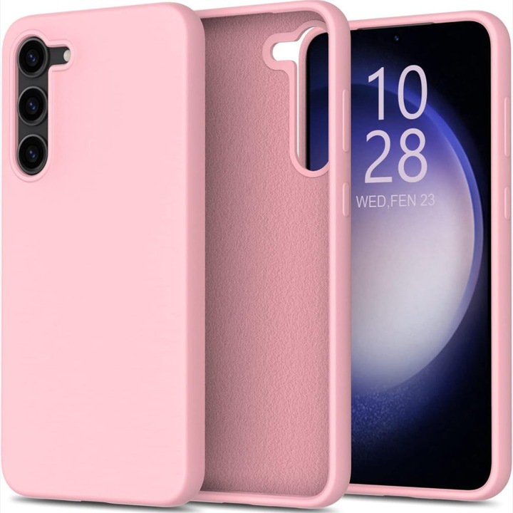 Husa CASEY STUDIOS™ compatibila cu Samsung Galaxy S24 Plus, Soft Silicone Premium, Microfibra in Interior, de Protectie, Ultra Slim, pentru Incarcare Wireless, Margini Ridicate pentru Protectia Ecranului si a Camerelor, Roz