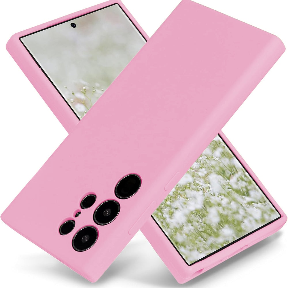 Husa CASEY STUDIOS™ compatibila cu Samsung Galaxy S24 Ultra, Soft Silicone Premium, Microfibra in Interior, de Protectie, Ultra Slim, pentru Incarcare Wireless, Margini Ridicate pentru Protectia Ecranului si a Camerelor, Roz