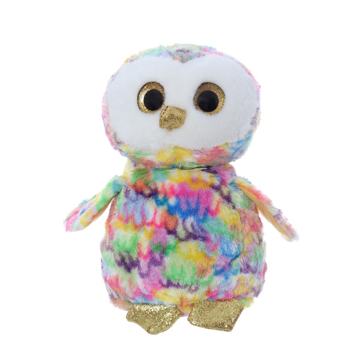 Jucarie de plus bufnita multicolora, dimensiune 23 cm, REC2969