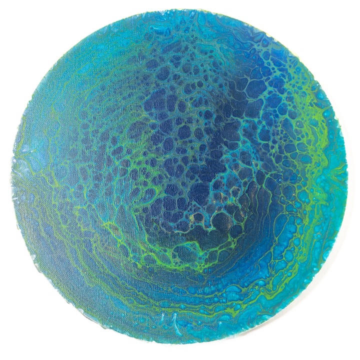 Tablou Pictat Manual, Unicat: Racoritoare Ploaie de Primavara, denumire engleza Refreshing Spring Rain, Tablou rotund 30 cm- Brand Academia Viata Constienta®