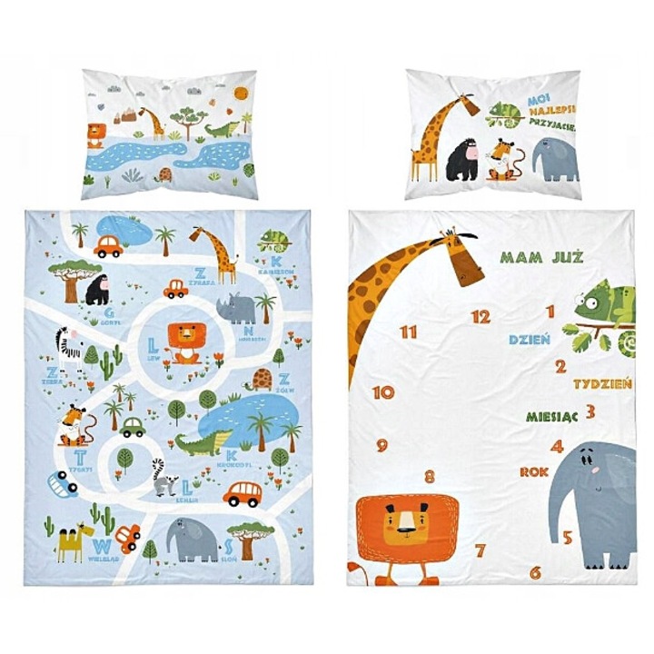 Детско спално бельо Feretti, 100% памук, хипоалергенно, синьо, 100x135см/100x140см, модел ZOO