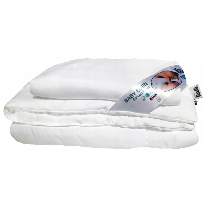 Set pentru patut copii Feretti, pilota 90x120cm, perna 40x60cm, bumbac 100%, antialergic, cu umplutura naturala Ingeo