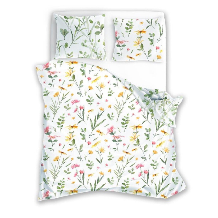 Szatén pamut ágynemű, Milagro, paplanhuzat 160x200, 2 párnahuzat 70x80, Többszínű