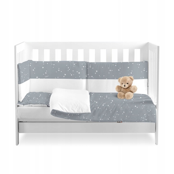 Спален комплект за деца, Feretti, 100% памук, хипоалергичен, сив, 100x135 см