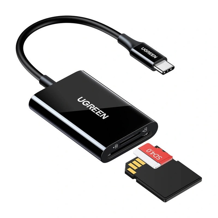 Cititor de carduri USB-C, Ugreen, CM265, SD/Micro SD, 5Gbps, negru