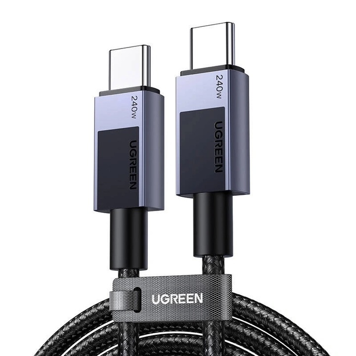 Ugreen L513 USB-C към USB-C кабел за данни 240W 2m (сив), трансфер 480 Mbps