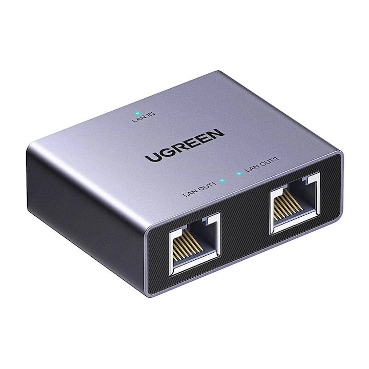 Ethernet сплитер адаптер UGREEN NW301, 2 порта, 1000Mbps, 45x56x19mm