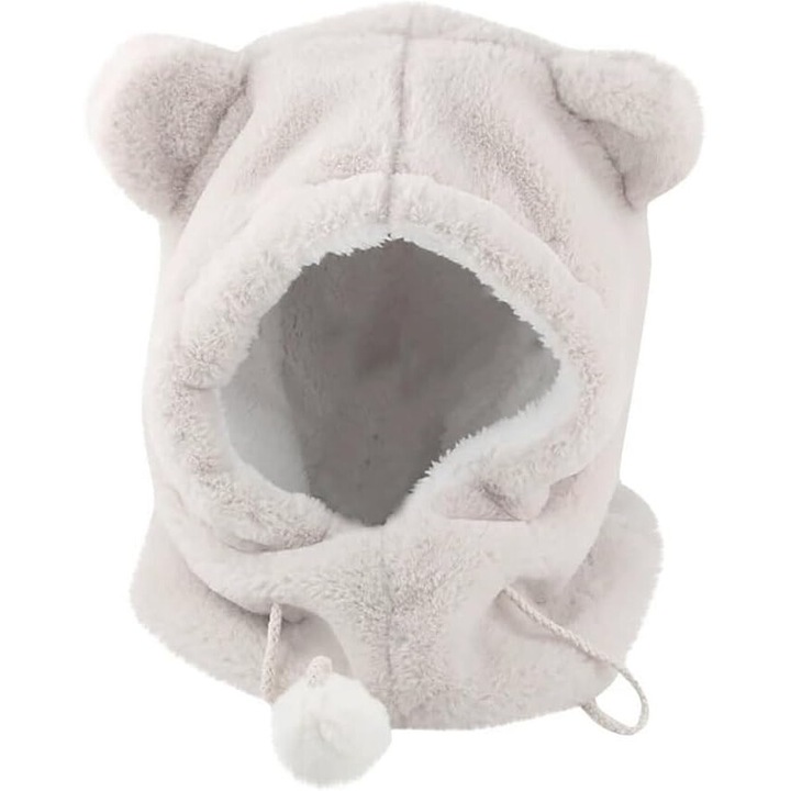 Caciula cu urechi de urs, ComResi®, 2 in 1, material plus, 40x40cm, Alb