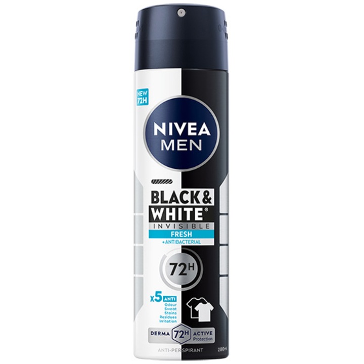 Nivea Black & White Invisible Fresh dezodor spray, 200 ml
