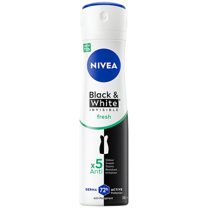 Deodorant antiperspirant spray Nivea Black & White Invisible Fresh, 200 ml