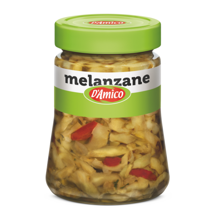 Conserve de vinete marinate, D'Amico, 280g, cu ulei de floarea-soarelui si ardei
