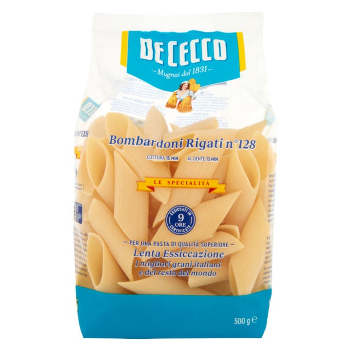 Paste Bombardoni Rigati, De Cecco, 500g, semolina din grau durum, Italia