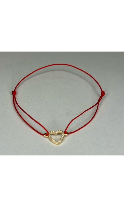 Bratara reglabila, pandant auriu inima