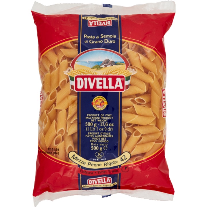 Paste fainoase Mezze Penne Rigate nr. 42, Divella, Italia, 500g