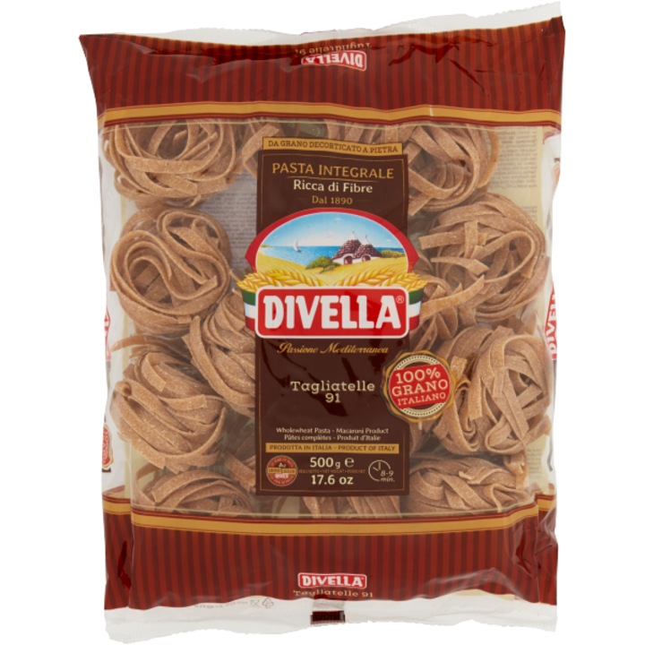 Талиатели пълнозърнести макарони 500гр, Divella, Italy